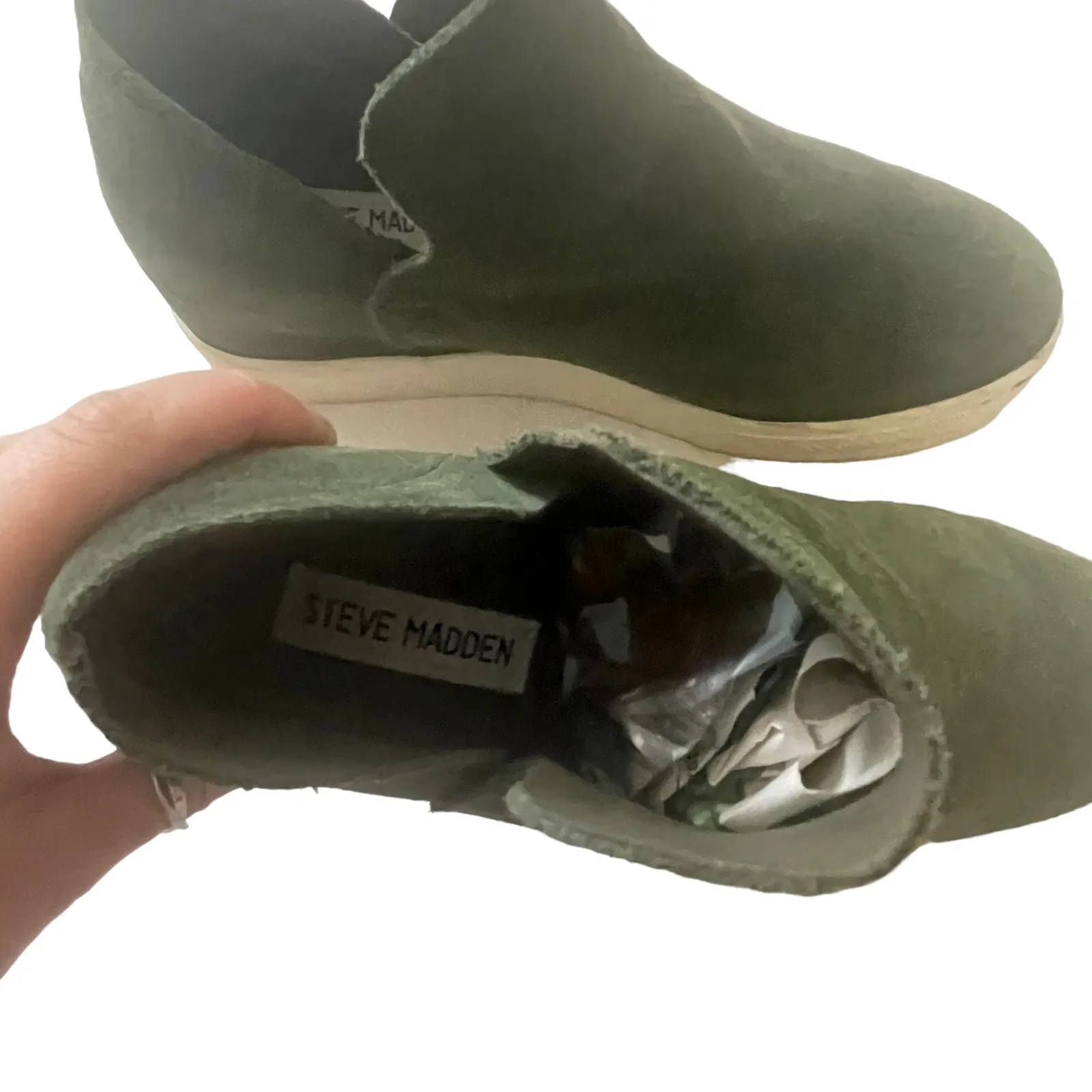 Steve Madden Women's Size 7.5 Suede Leather Green Wrangle‎ High Top Sneakers - Image 9