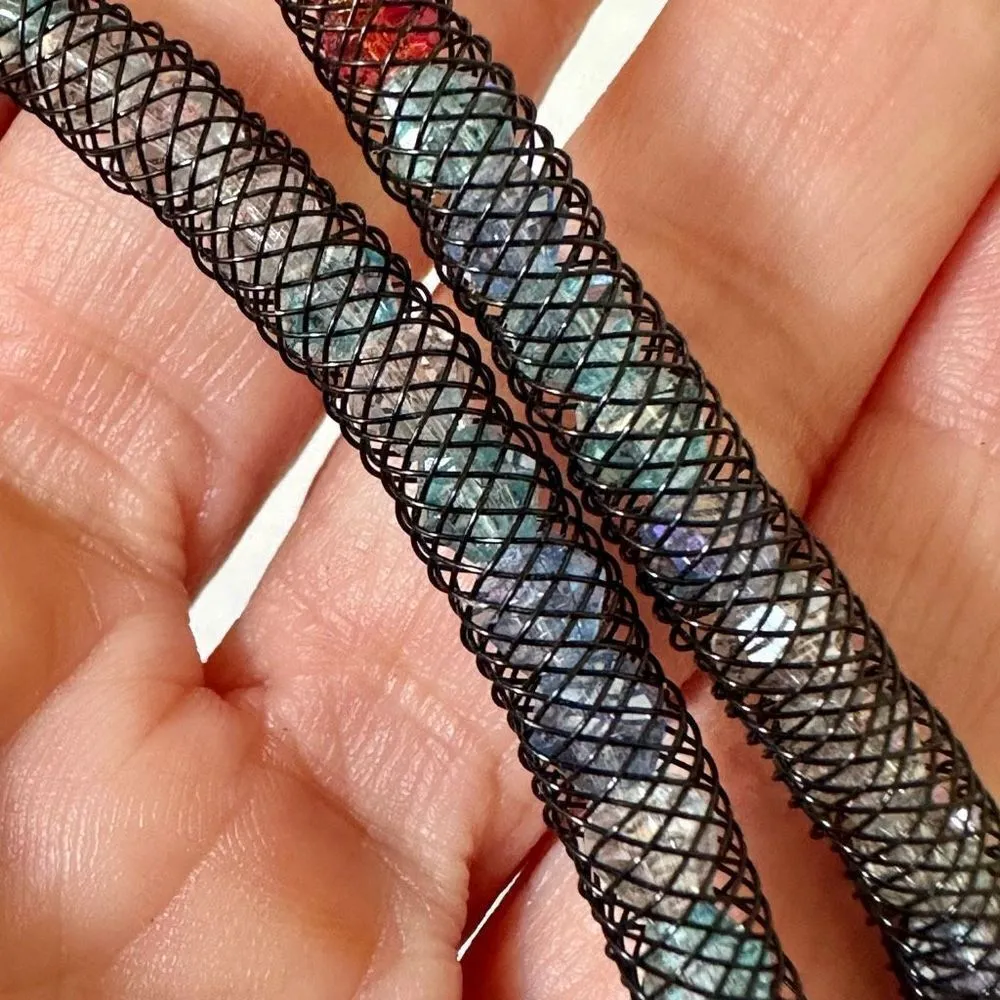 black mesh choker necklace with crystals inside - Image 3