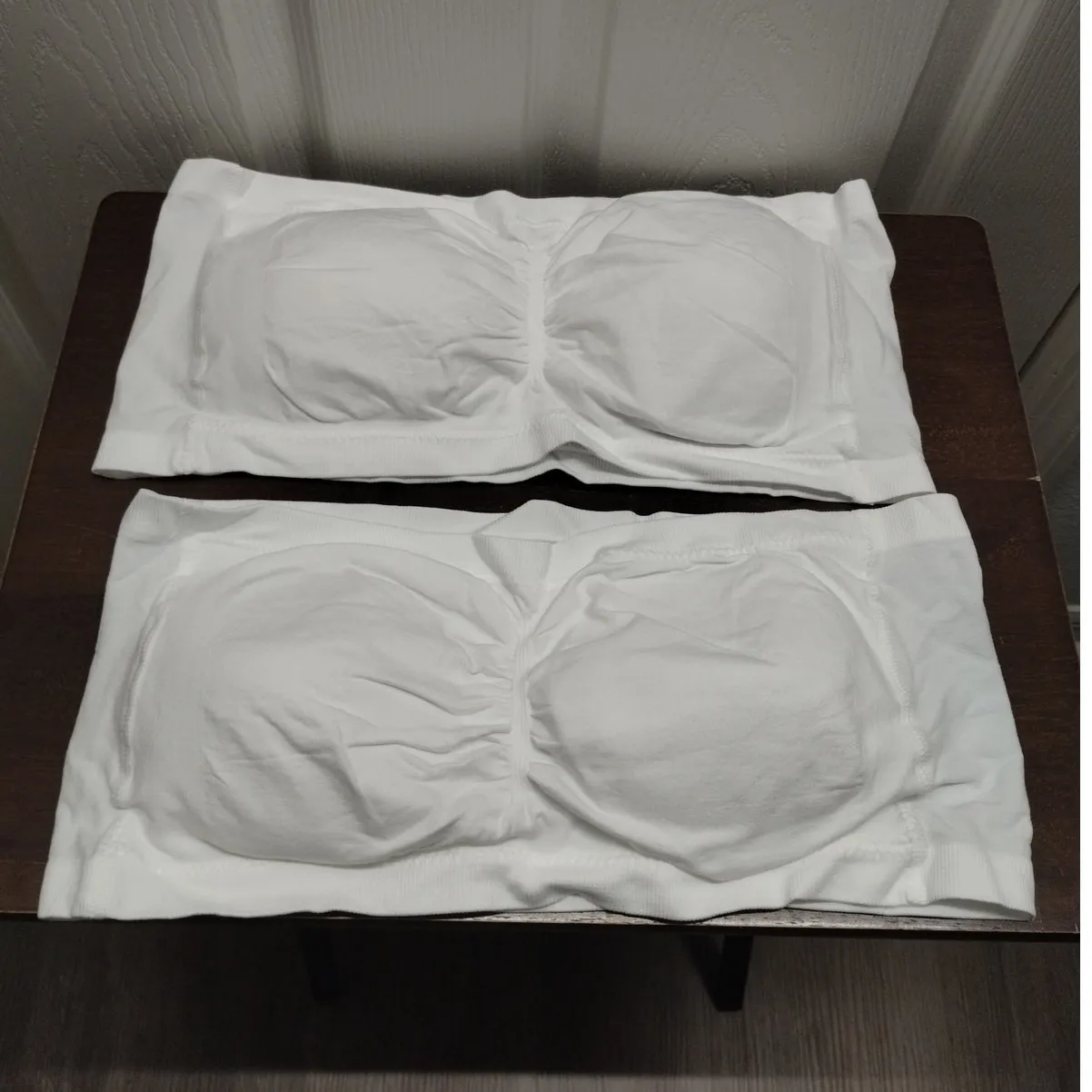 Real Field NEW Size 5X White Stretch Bandeau Tube Top Removable Pad Bra Set of 2 - Image 2