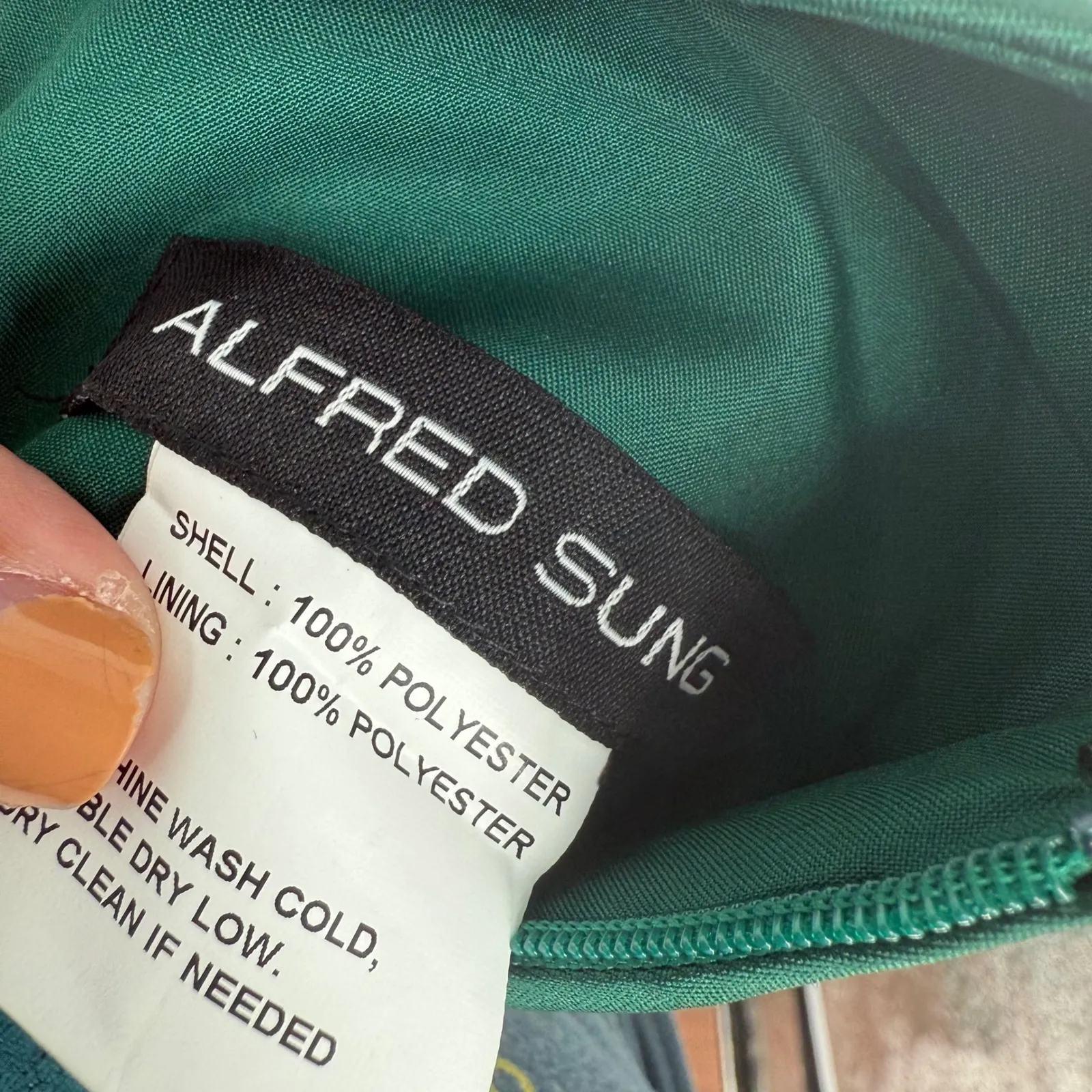 Alfred Sung Draped One-Shoulder Satin Maxi Dress With Pockets Size 6 - Image 9