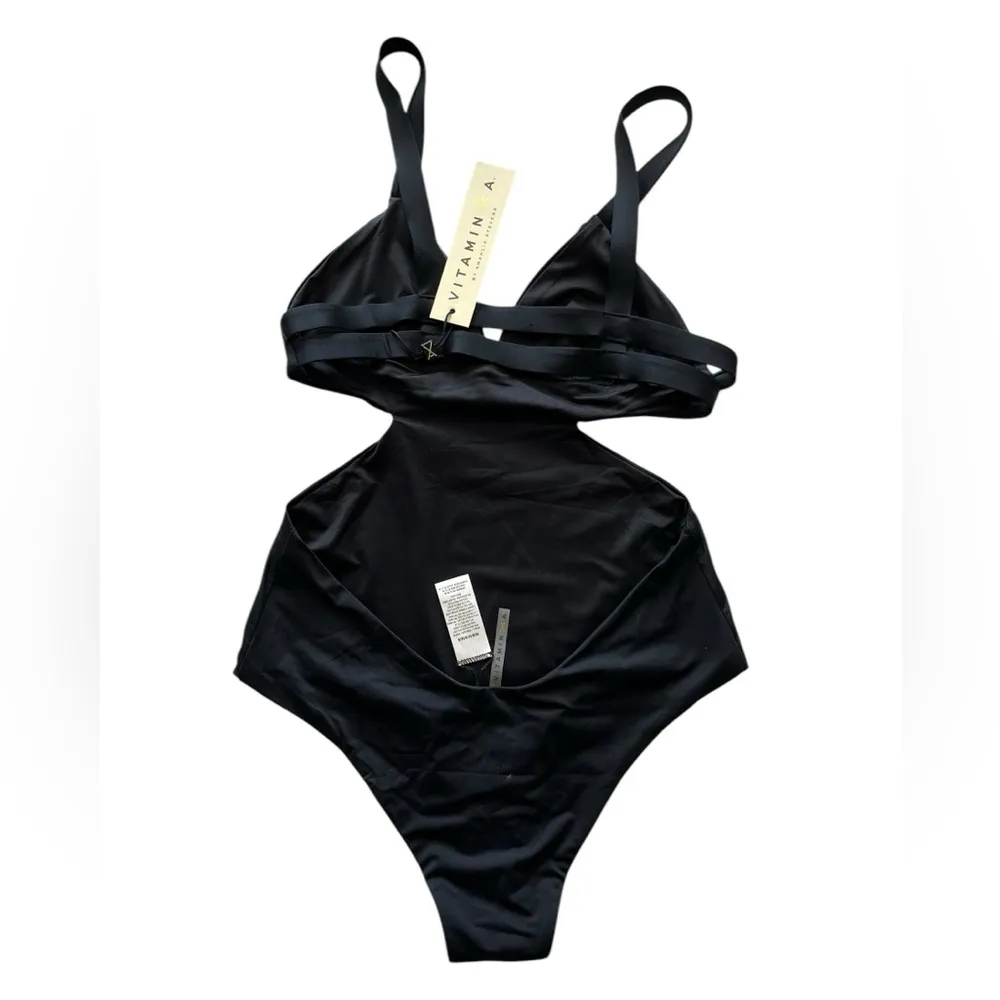 Vitamin A Paradise Plunge Open Back Cut Out One Piece Swimsuit NEW NWT - Image 4