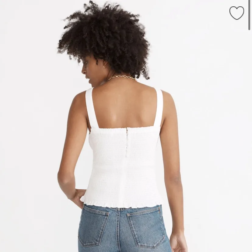 NWT Madewell Lucie Smocked Tank Top: Eyelet White, Size Large - Image 3