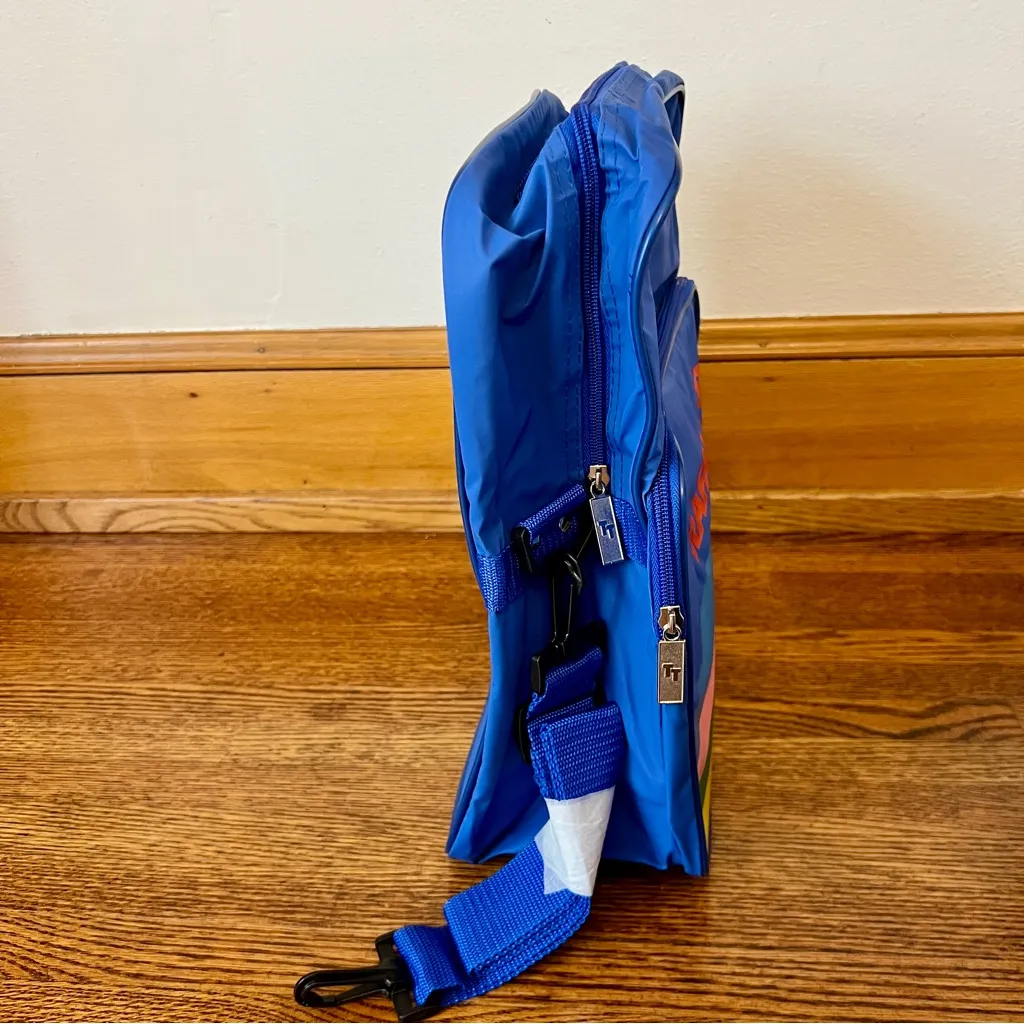 Vintage 90s Trafalgar Messenger/shoulder Bag Blue with Retro Rainbow Design NWOT - Image 3