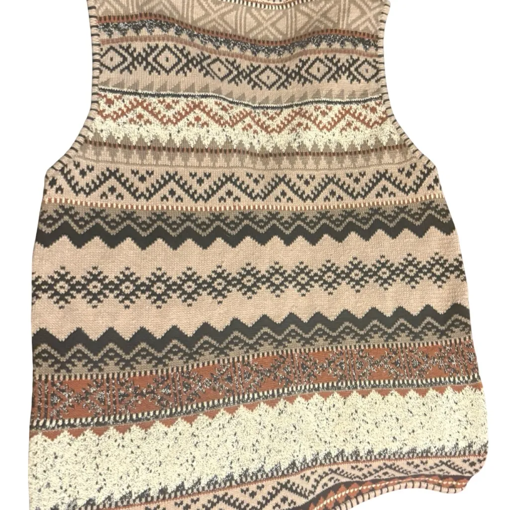 Vintage Sigrid Olsen Sweater Vest Women L Fair Isle Southwestern Western Boho - Image 2