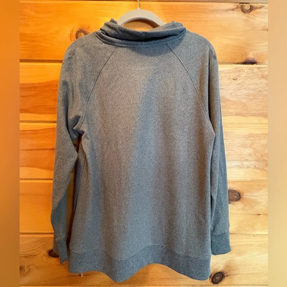 J Jill Cow Neck pullover size XS poly/spandex. Grey Blue - Image 4