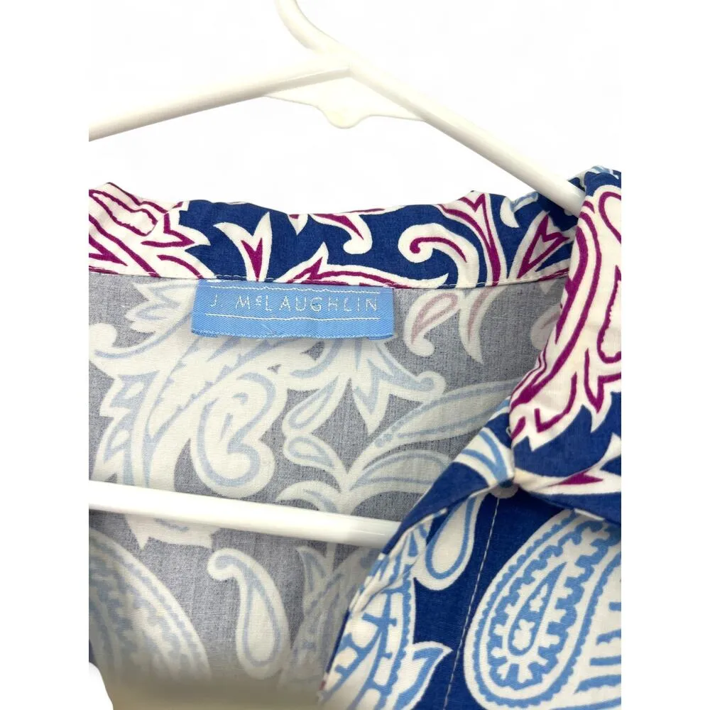 J Mclaughlin M Carly Dress Short Knee Length 3/4 Sleeve Paisley Collared V Neck - Image 2