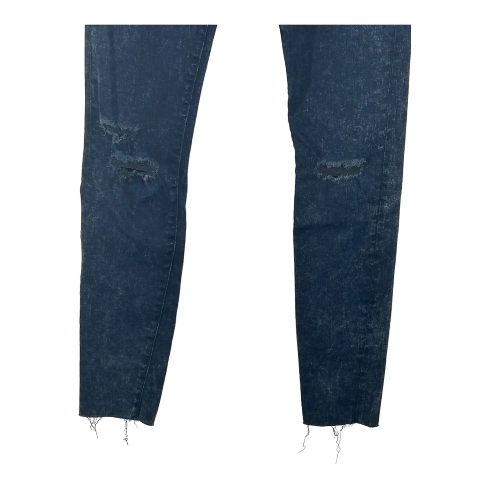 FRAME Le Skinny de Jeanne Black Acid Wash Ripped Jeans Raw Hem 26 - Image 10