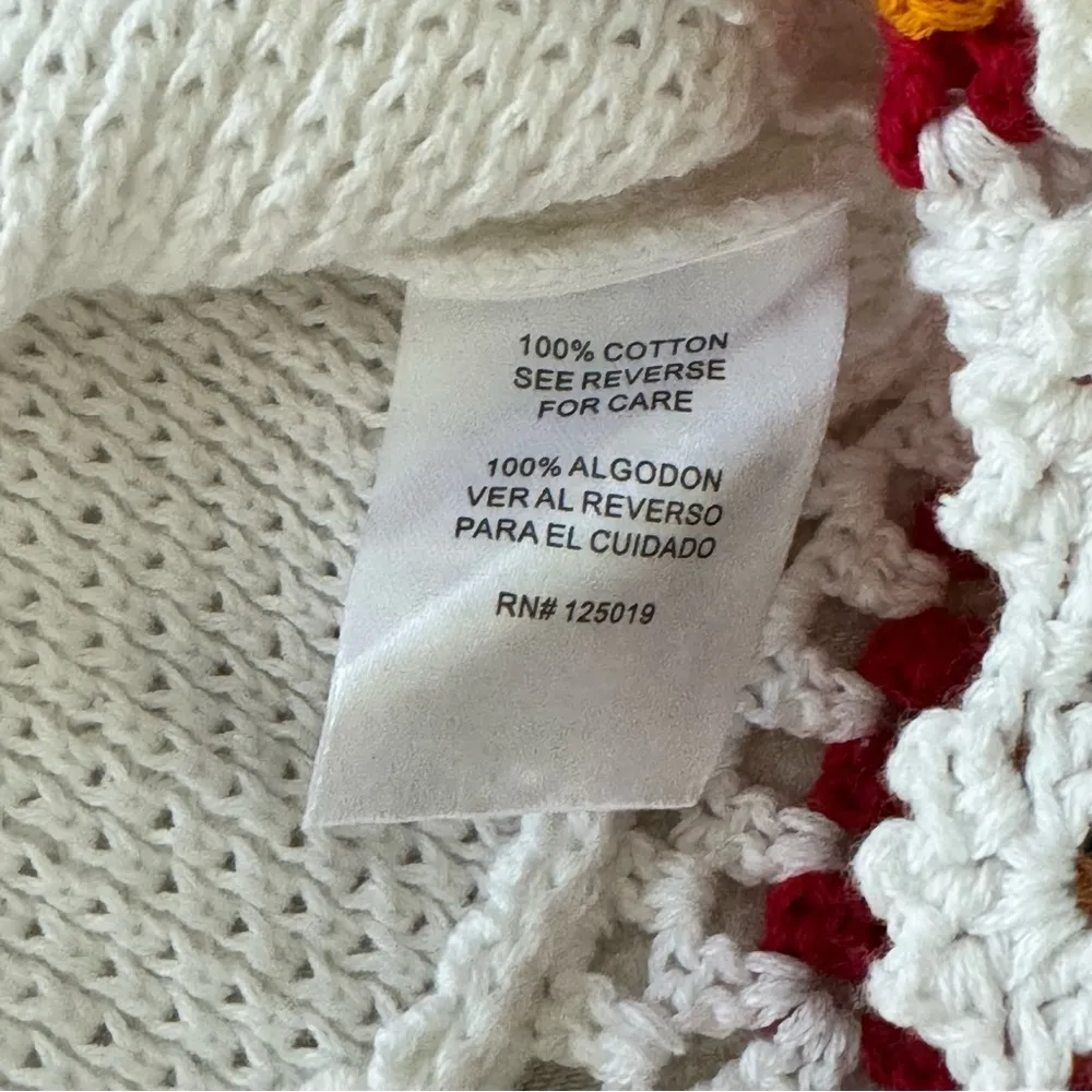 . women indie crochet knit white multicolor sweater size S NWT $78 - Image 11