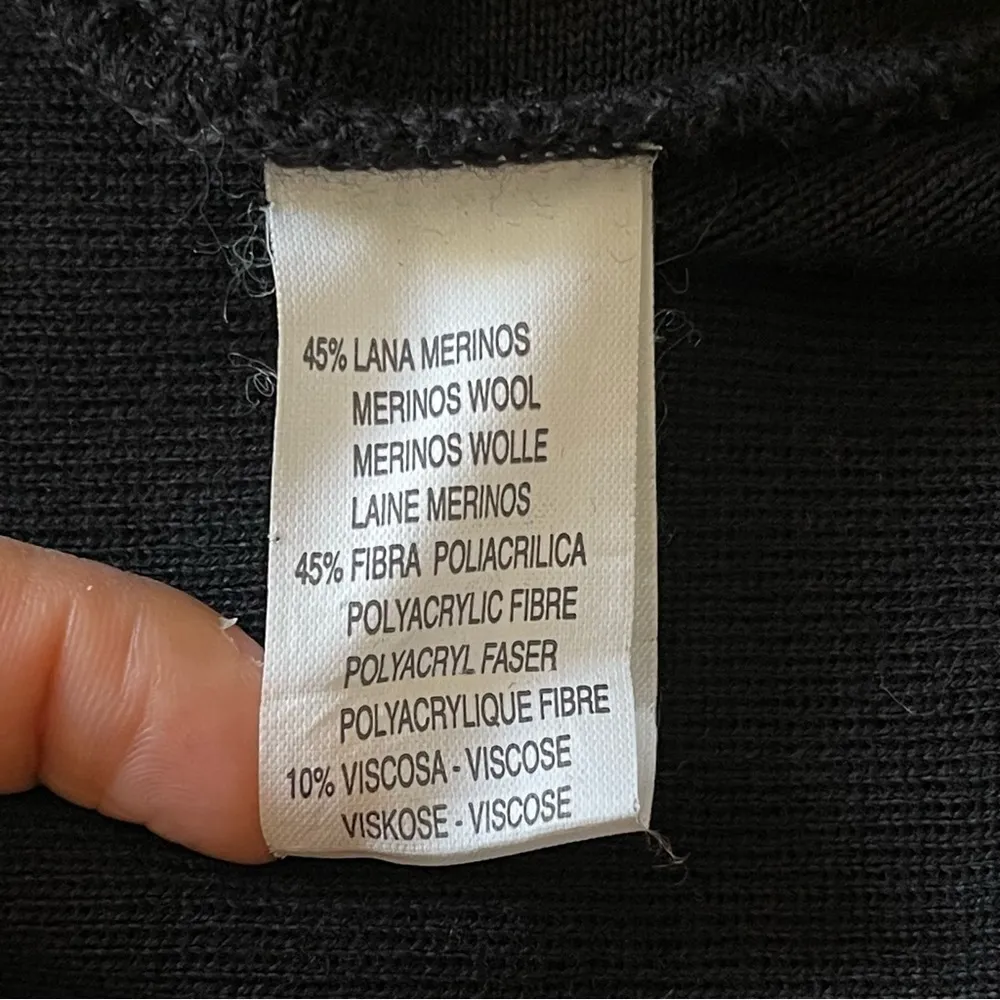 Gliv Made in Italy Merino Wool Black Sweater Tunic Top Women’s Size L Size L - Image 9