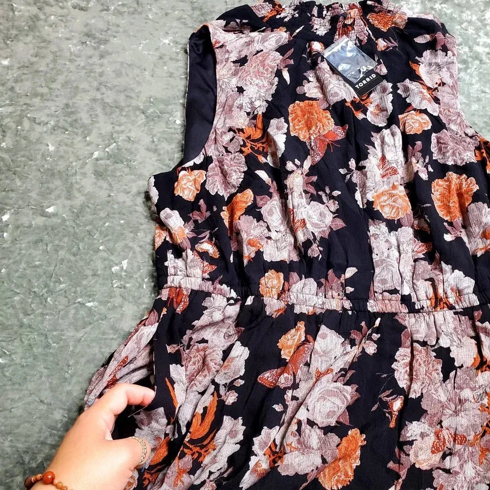 Torrid Midi Gauze Mock Neck Floral Dress - Image 10