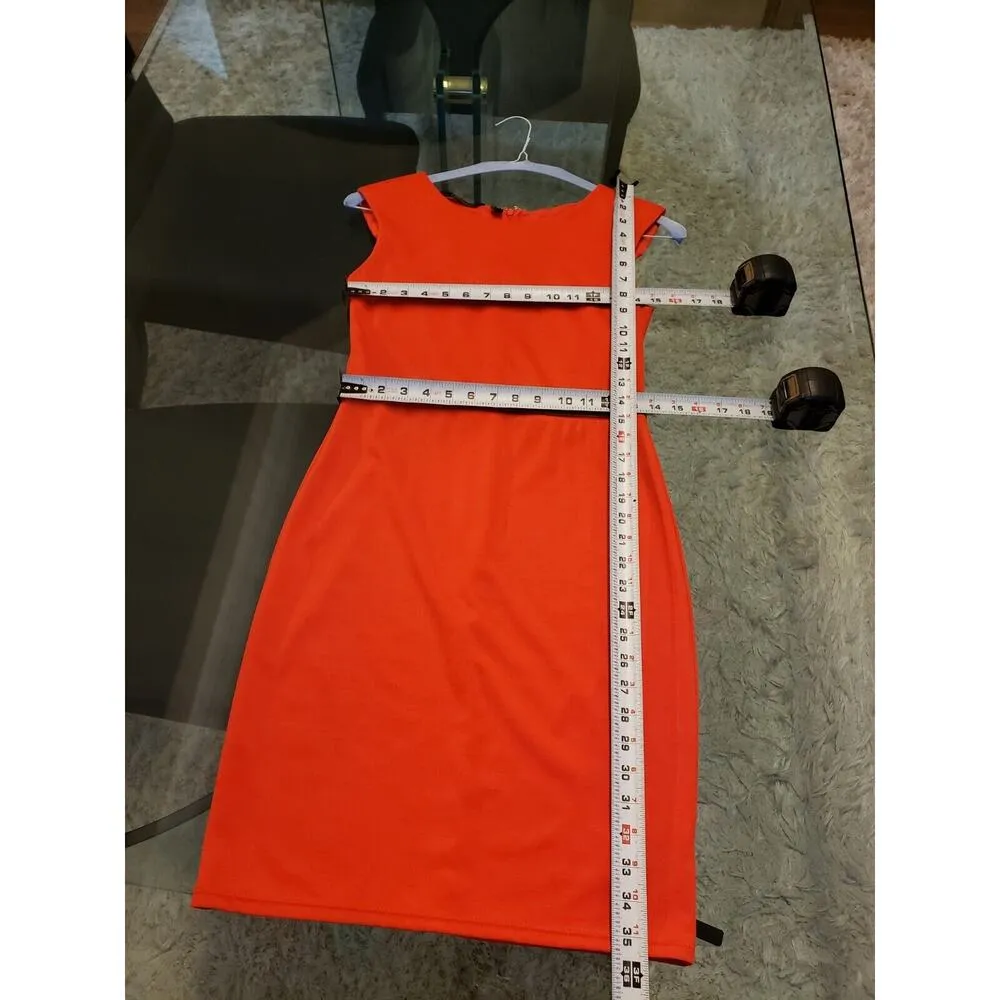 Kardashian Kollection Women Orange Back Cutout Zipper Waist Knee Length Dress S - Image 12