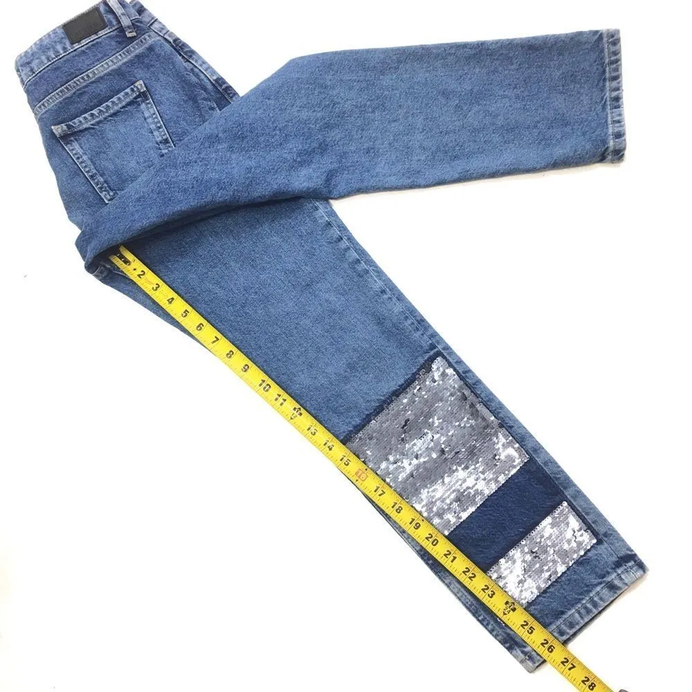 Basic Z1975 Cigarette Boyfriend Fit Sequin Ankle/Crop Jeans - Image 5