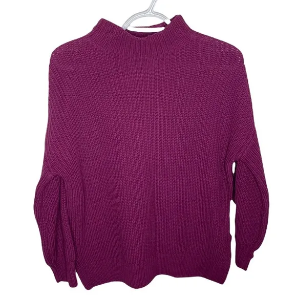 Cupcakes and cashmere cotton shaker rib knit mock neck berry sweater size XS - Image 1