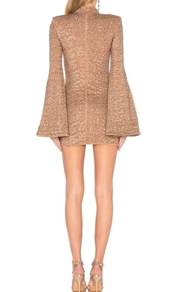 Michael Costello  x REVOLVE sequin mini nude dress EUC - Image 5