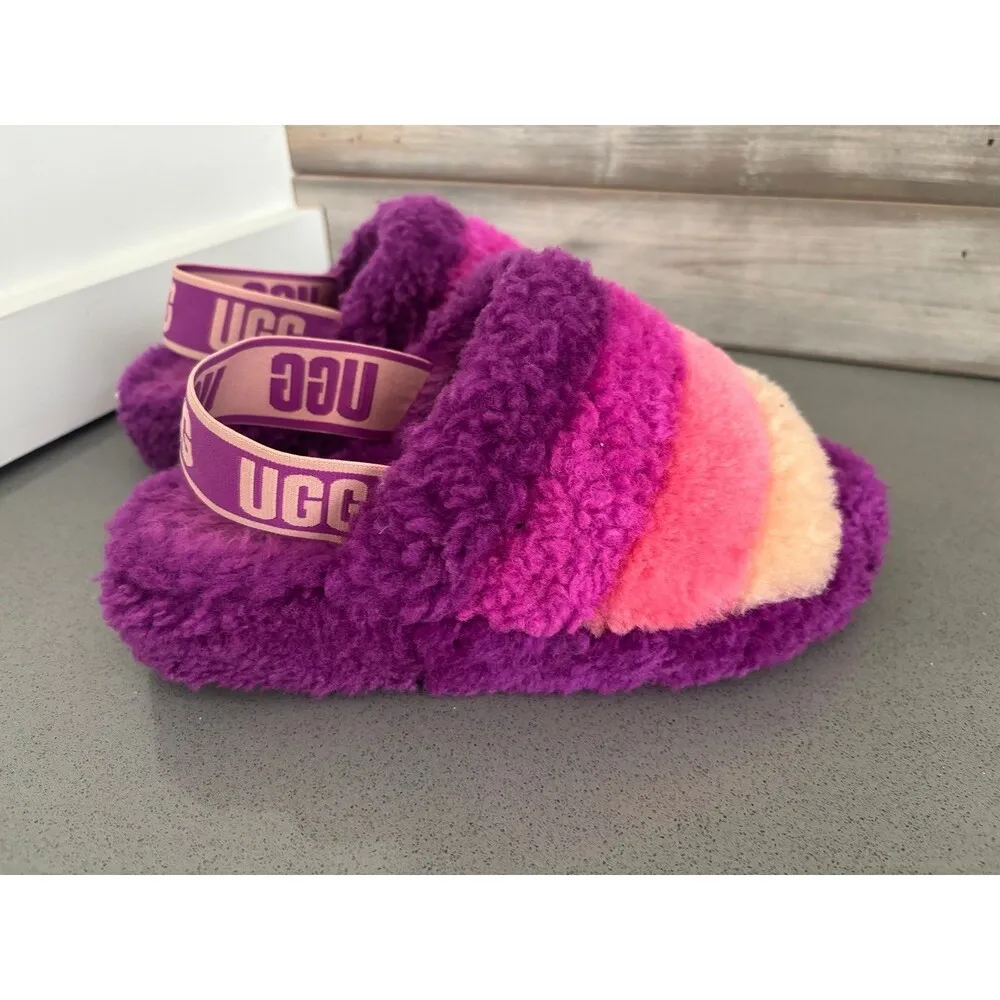 UGG  BERRYLICIOUS MULTI FLUFF YEAH SLIDE SHEEPSKIN SLIPPERS Size 6 - Image 4