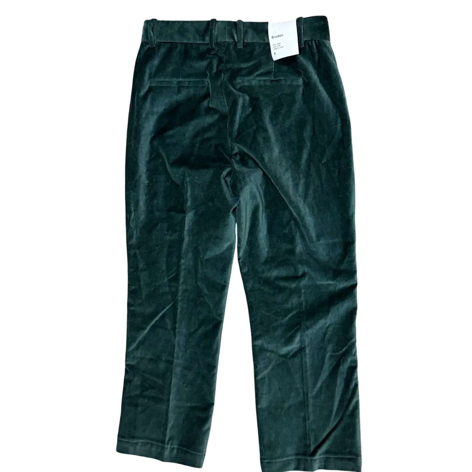 Aritzia Babaton Women's Green Velvet Cropped Pants Trousers Business size 6 - Image 3