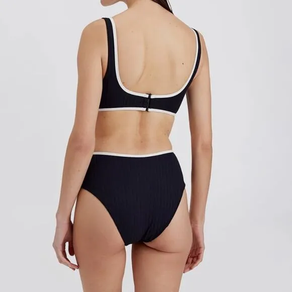 SOLID‎ & STRIPED NWT $138 Sarah Ribbed one Piece cut out swimsuit L - Image 2