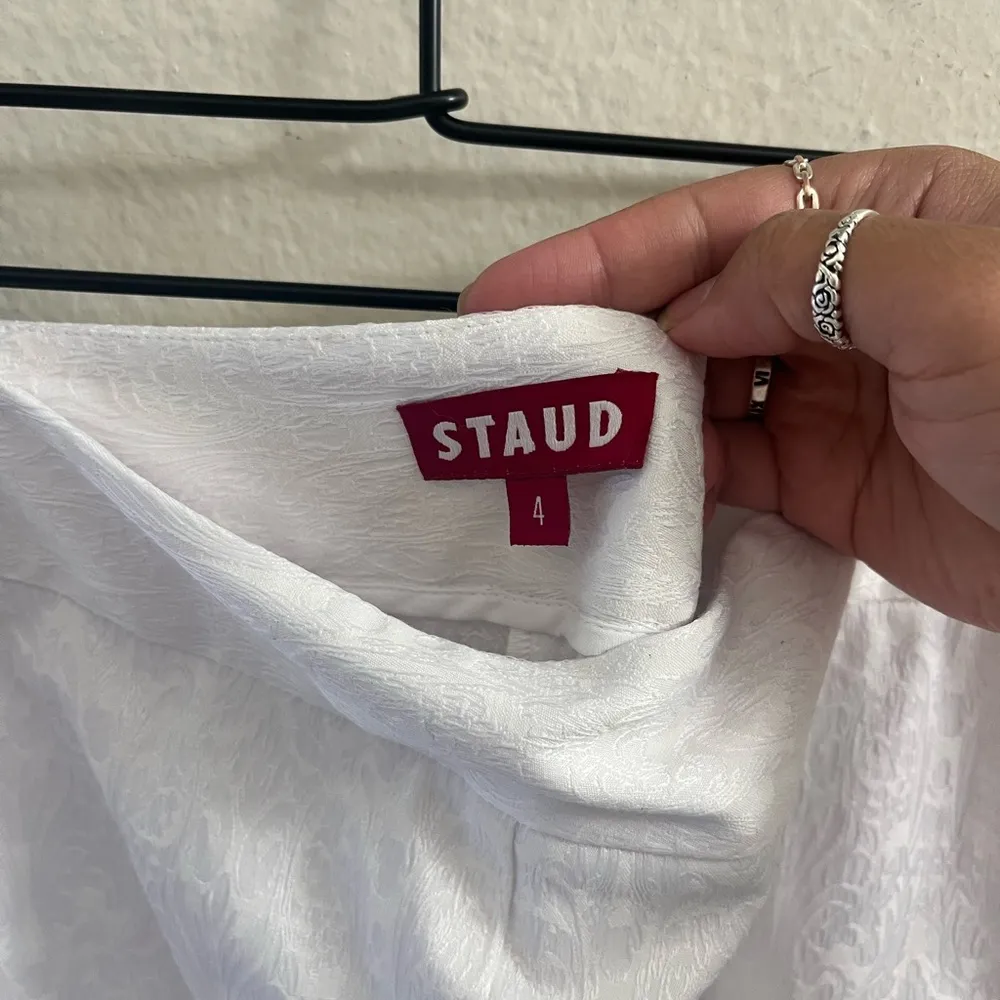 STAUD White Printed Trousers Size 4 - Image 4