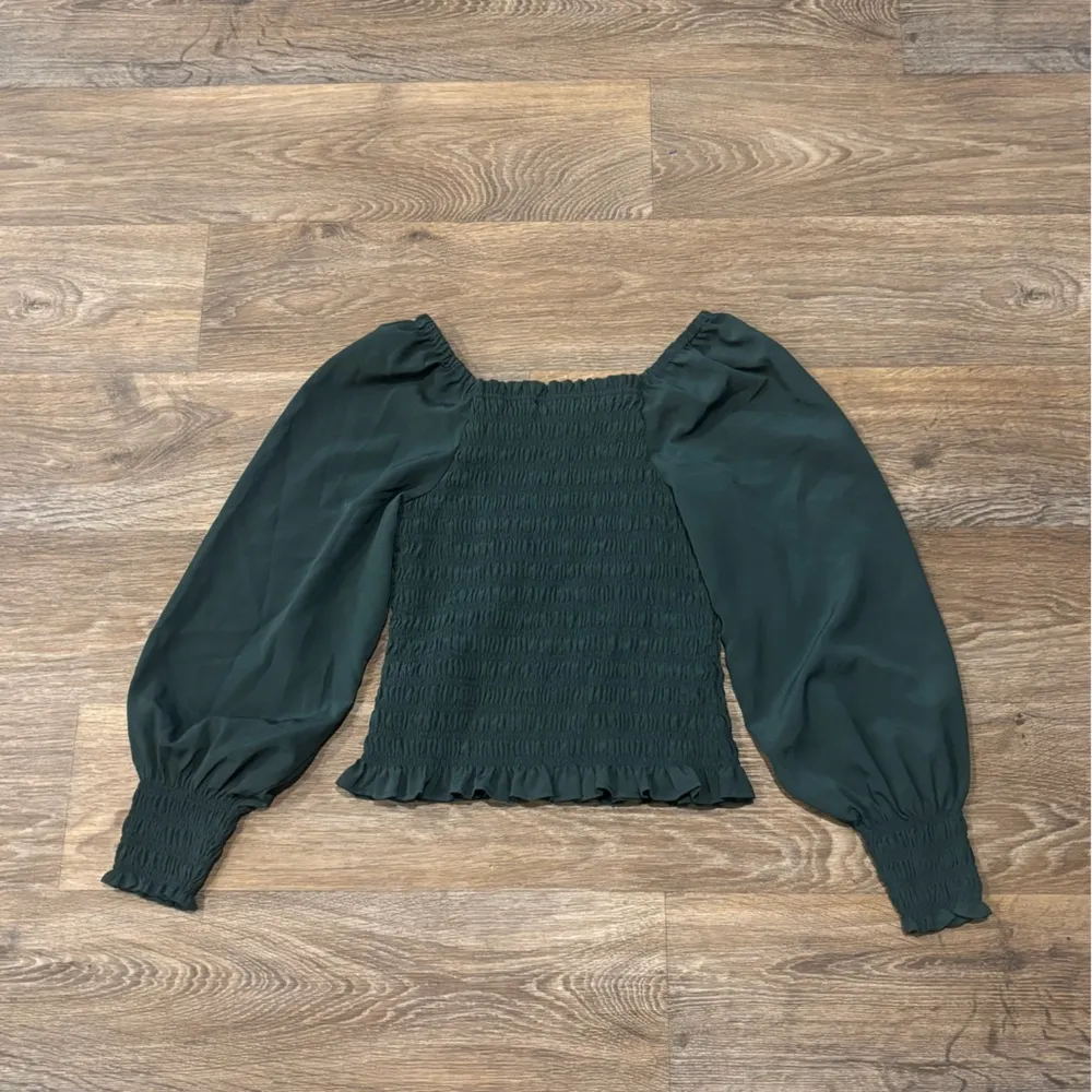 Madewell Lucie Bubble-Sleeve Smocked Top - Dark Palm - XS - Image 3