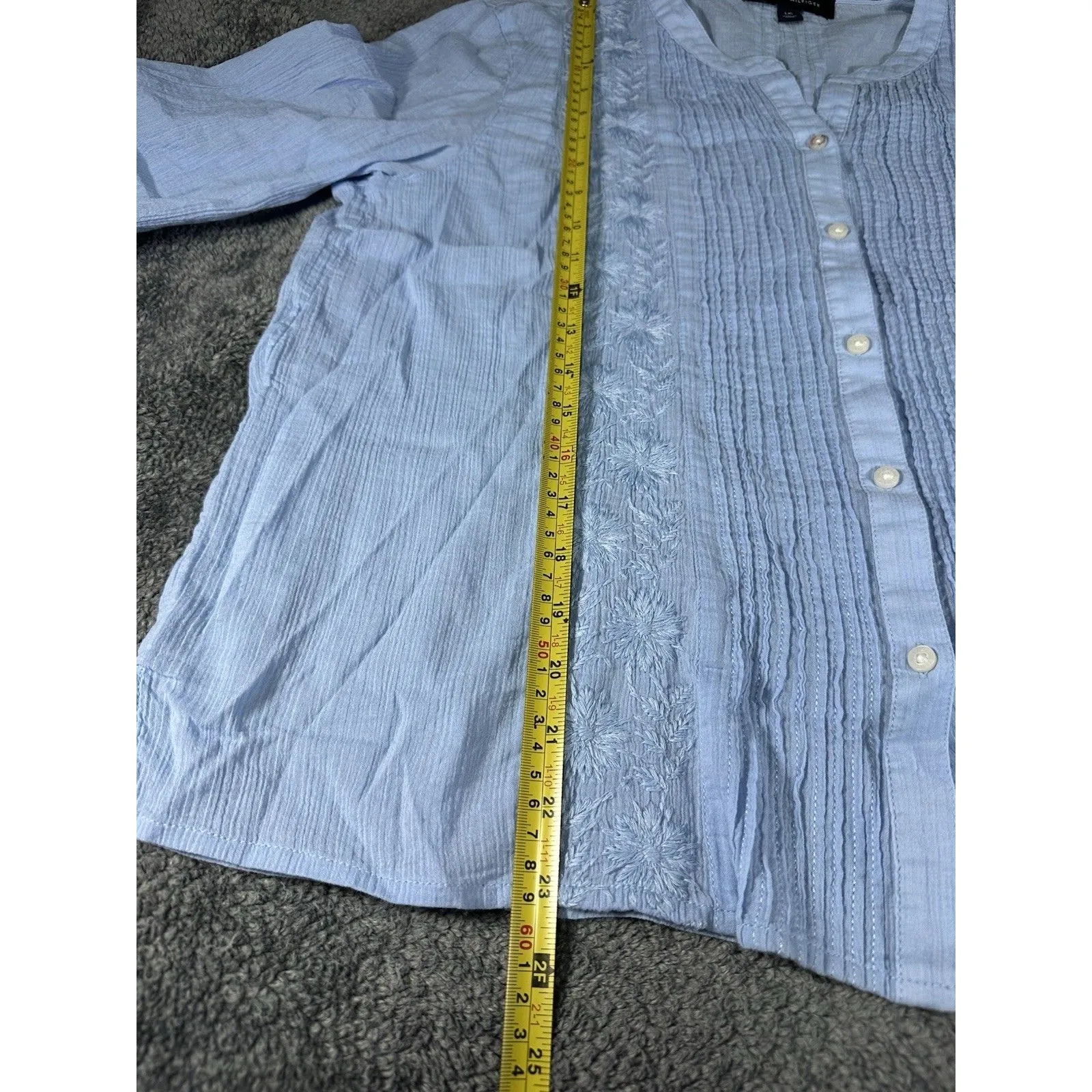 Tommy Hilfiger Women's Cotton Pintuck Embroidered Blouse Size L - Image 6