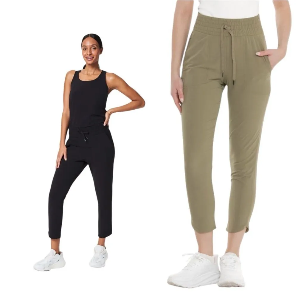 Spanx On the Move Tapered Pants Bundle of 2 Black Olive Green Womens XS - Image 2