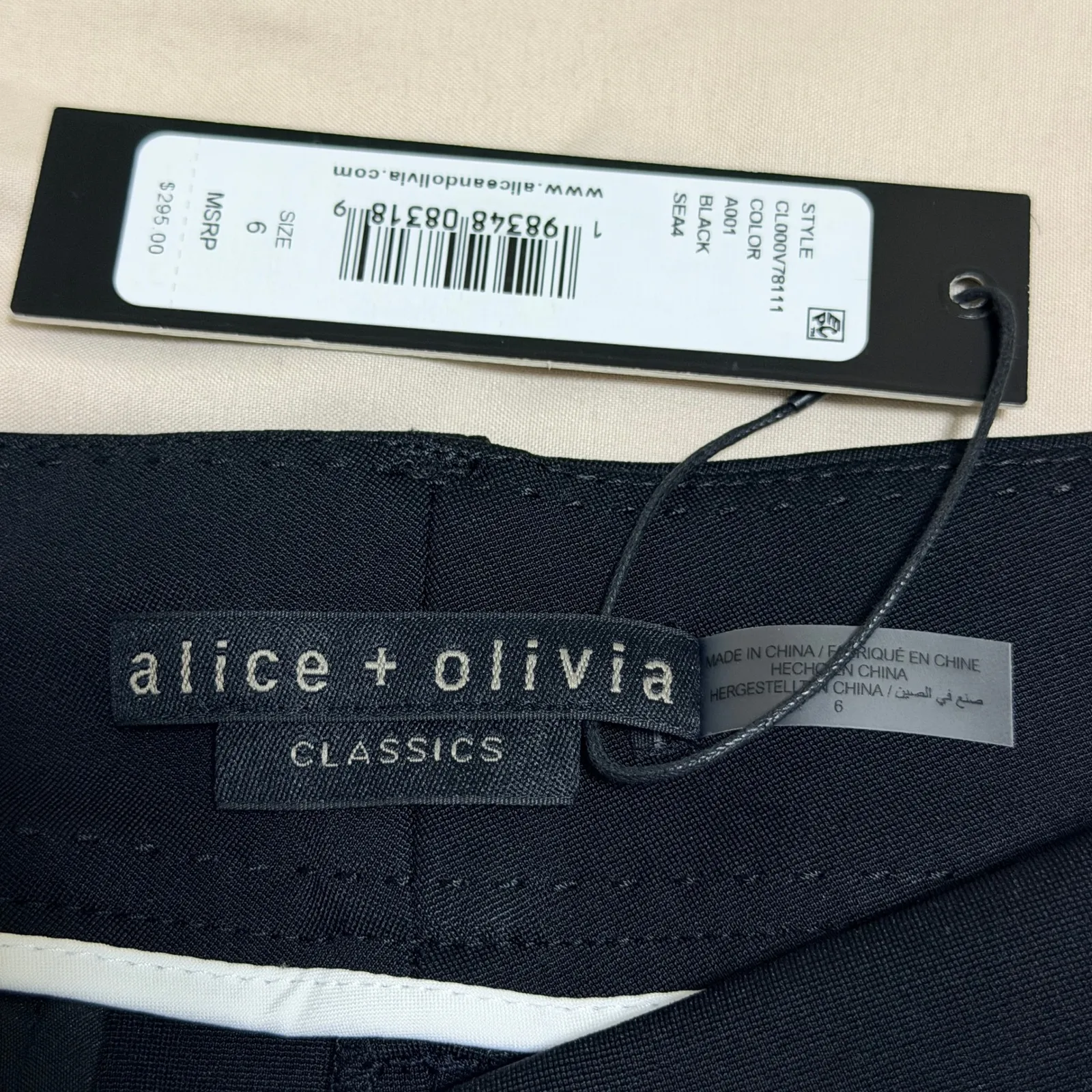 Alice + Olivia Stacey Slim Trouser Pants Black Tailored Straight Leg Size 6 Work - Image 7
