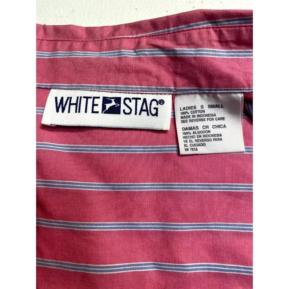 White Stag  Shirt Sz Small Womens Pink Baby Blue Stripe Button Down Rodeo Western - Image 4