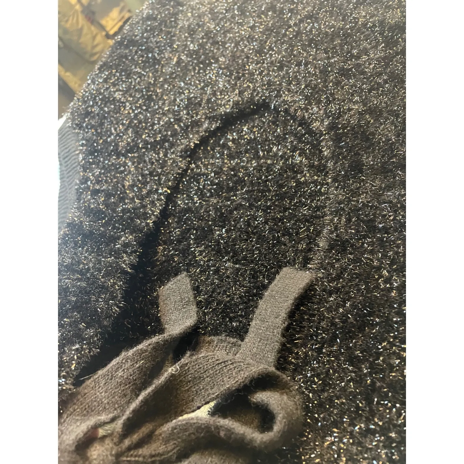 Sparkly Black Knit Sweater Vest Womens XL Metallic Sparkle Glitter Shimmer - Image 4