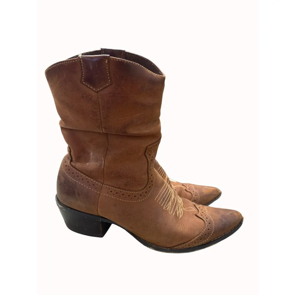 Durango women’s brown leather western ankle boots shoes size 8m SKU 5305 - Image 4