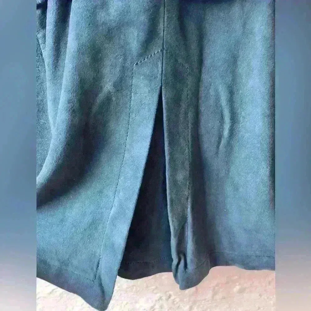 Per Se by Carlisle teal, knit merino blend sweater tunic/dress w/ pleated suede - Image 7