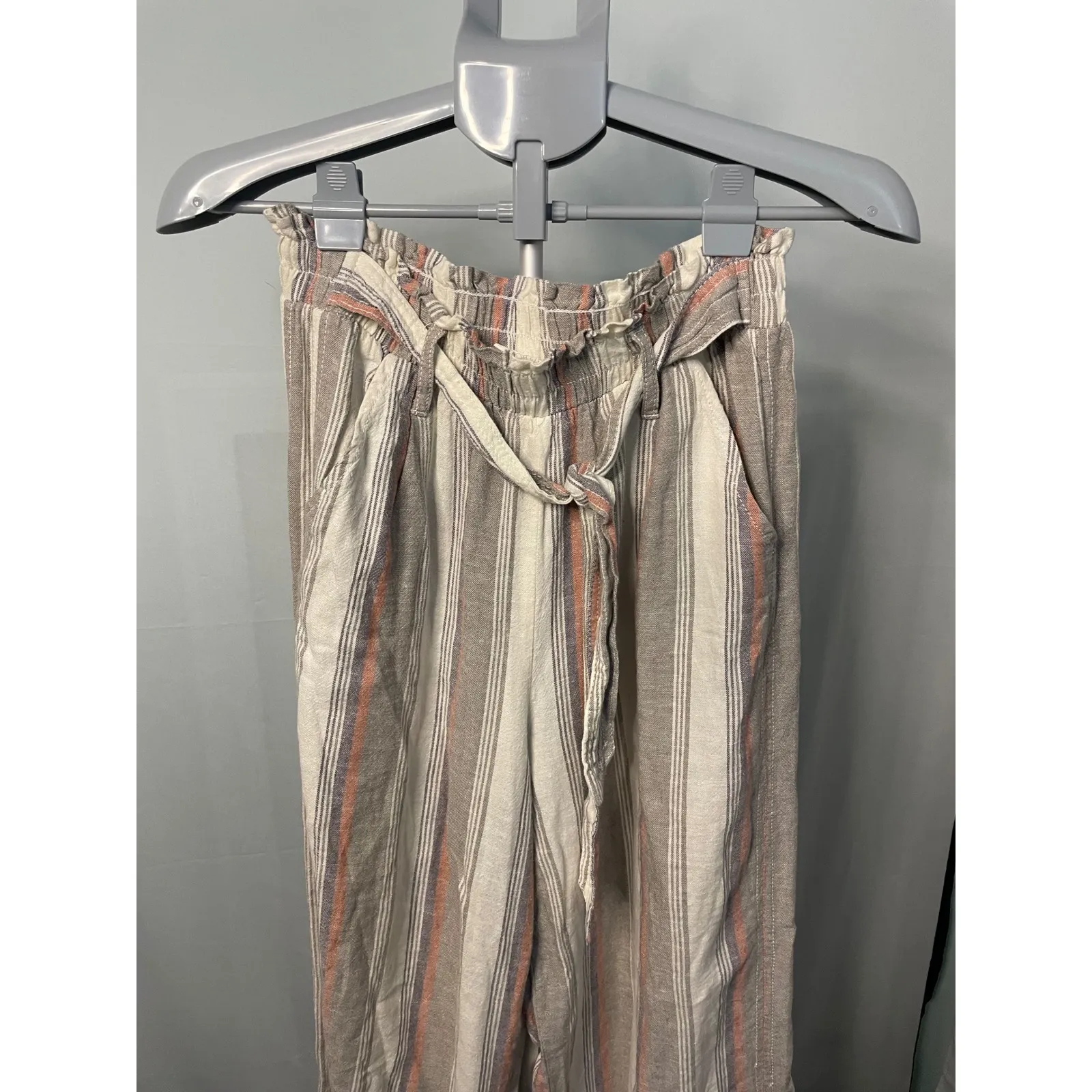 Knox Rose Women's Medium Striped‎ Paperbag Waist Wide Leg Casual Pants - Image 2