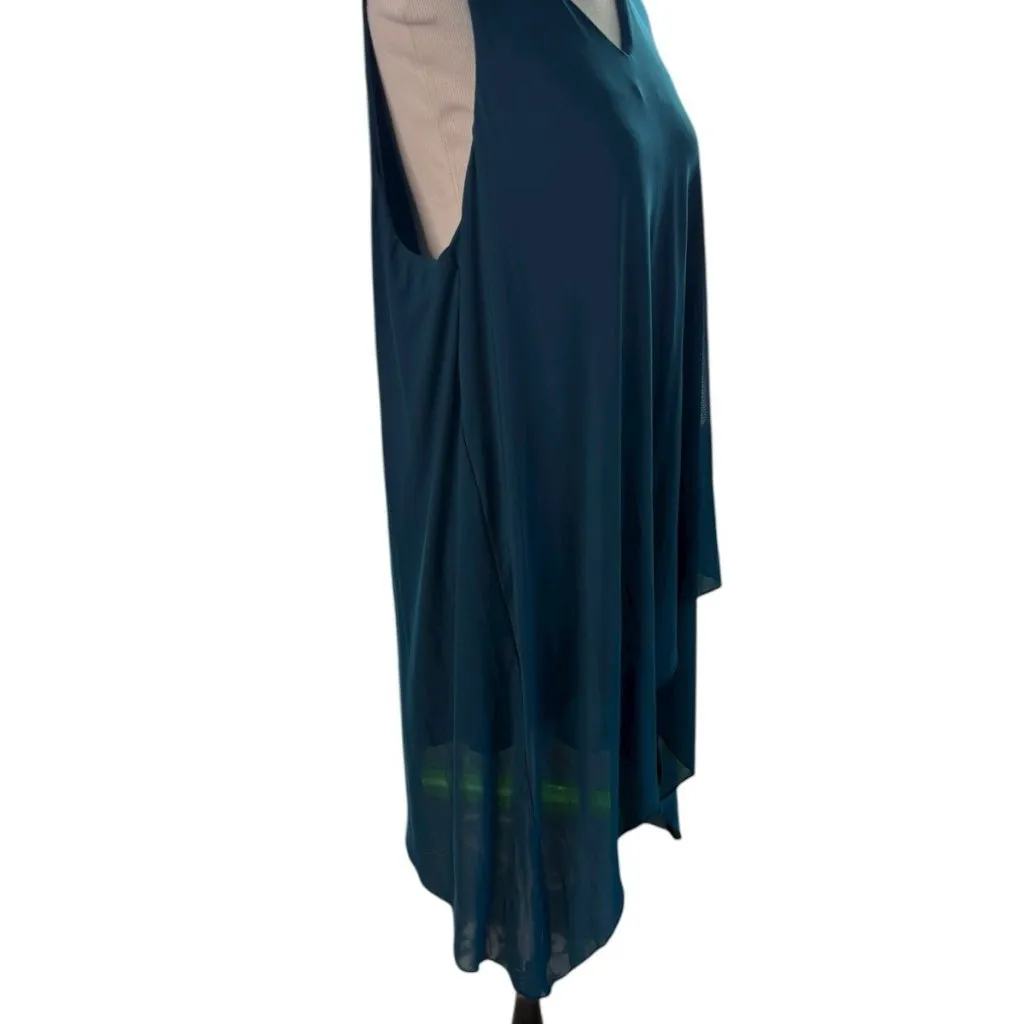 *New SOMA Sleevless Tunic Top Womens XXL Teal V-Neck Shark Bite Hem Quiet Luxury - Image 6