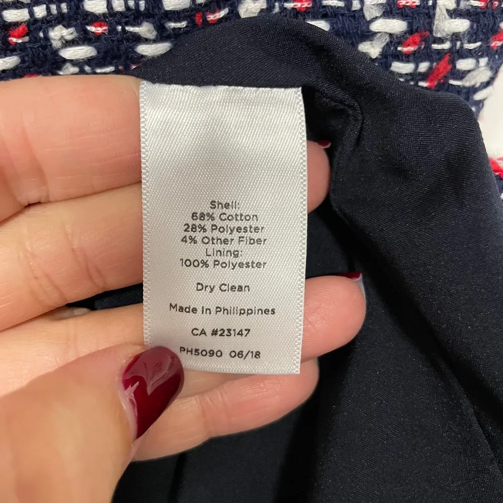 Talbots Womens Red White Blue Boucle Tweed Straight Pencil Skirt Size 10 - Image 7