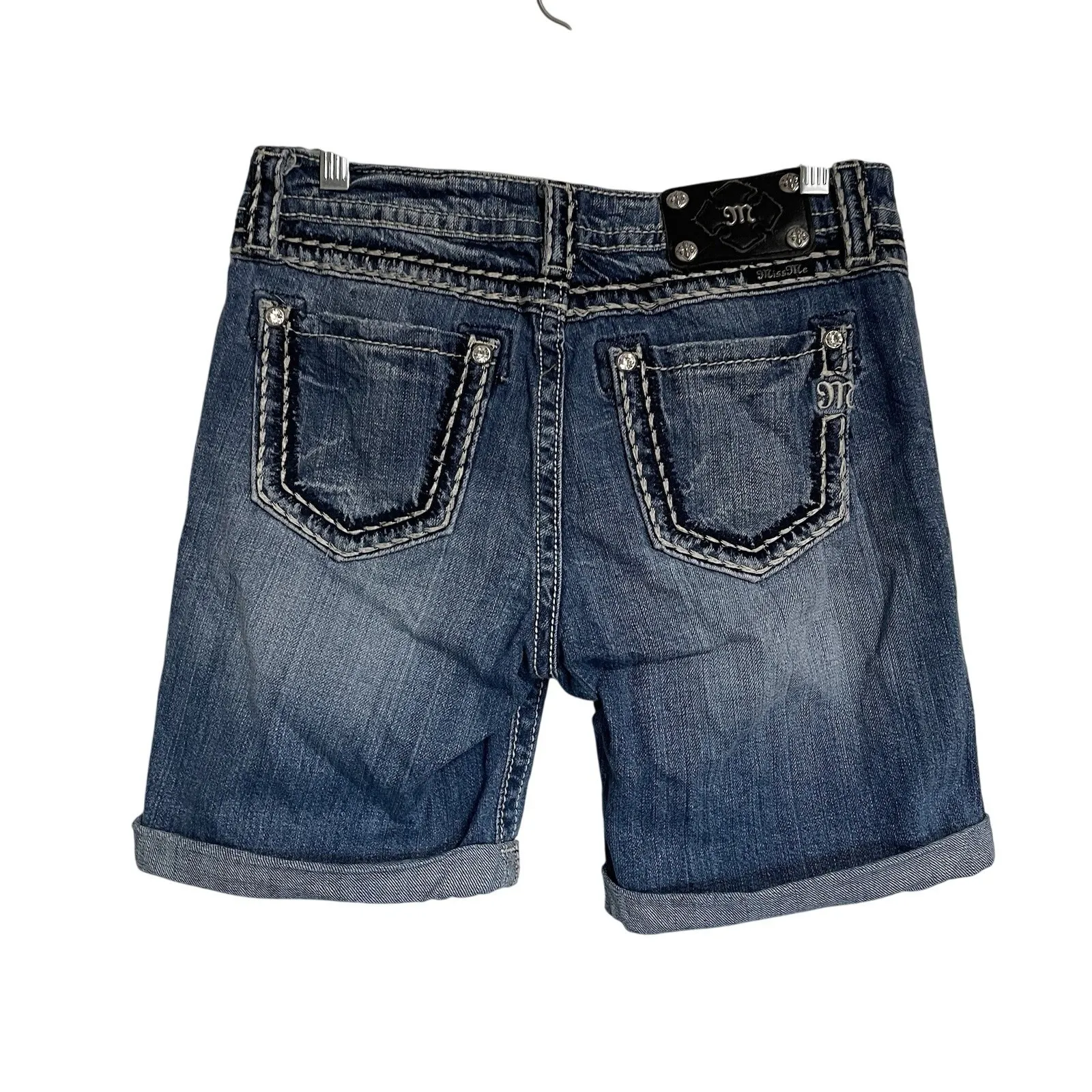 Miss‎ Me Jeans Womens Boyfriend Shorts Size 27 Blue Distressed Cuffed Denim - Image 5