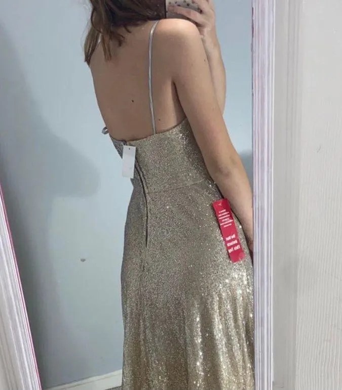 Gold and Silver Sparkly Prom Dress Size 6 - Image 3
