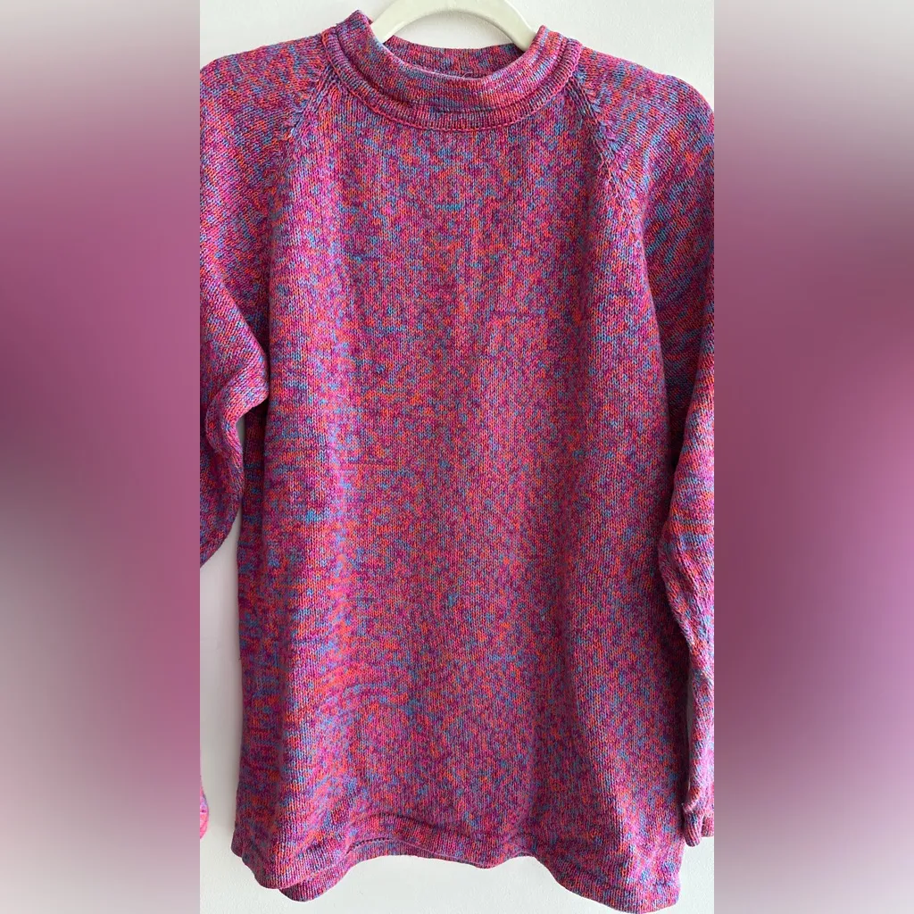 Vintage Multicolored Crewneck Camping Sweater, Size Large (14/16) Pink - Image 4