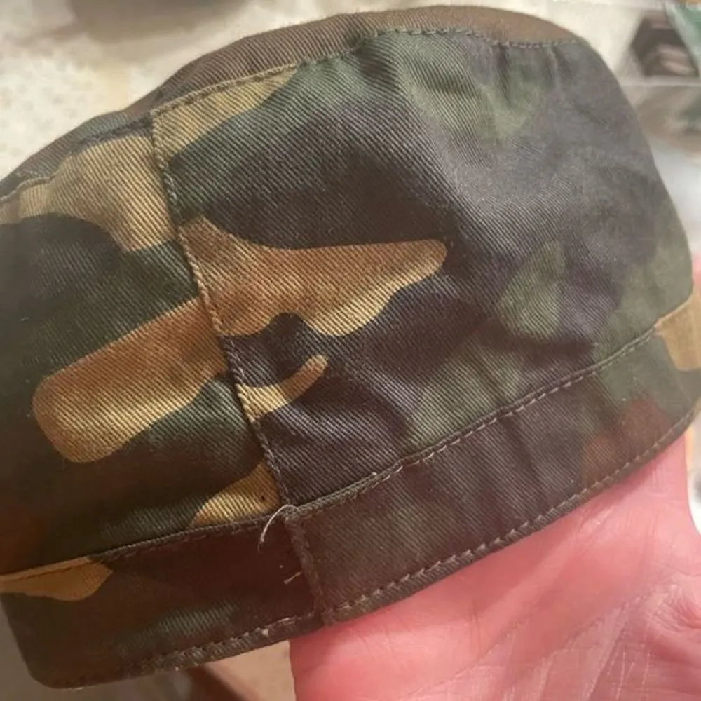 WOMENS MILITARY FATIGUES PATROL HAT IN VINTAGE GREEN CAMOUFLAGE 57cm - Image 3