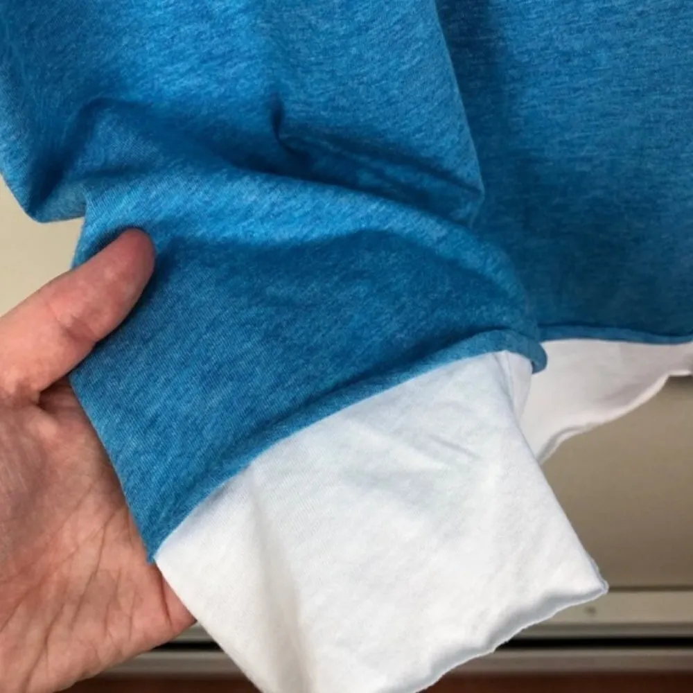 Indigenous Tank Top S Layered Organic Cotton Fair Trade Ethical Peru Blue White - Image 3