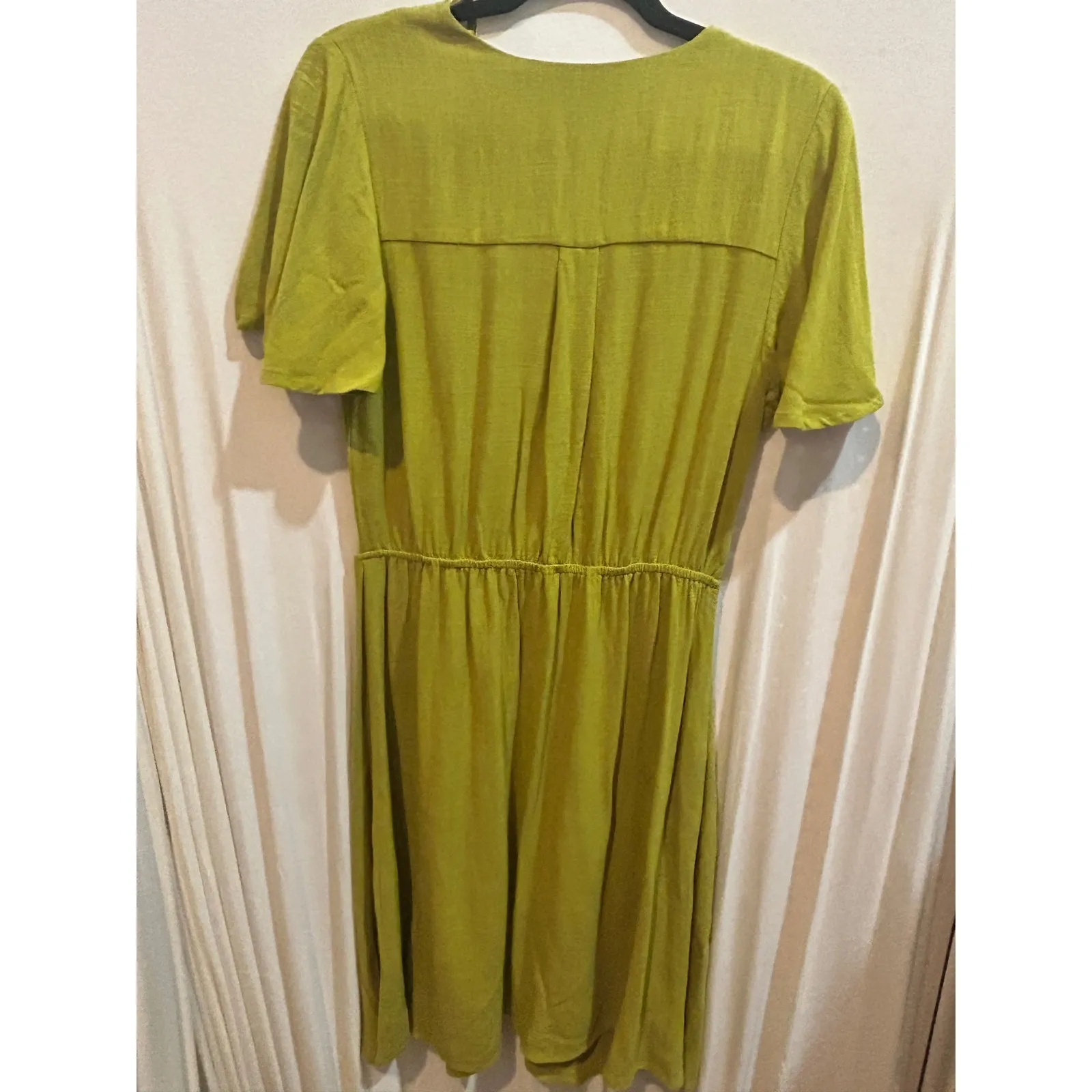 Monteau Los Angeles Green Wrap Dress Short Sleeve Elastic Waist Casual Midi Size M - Image 6