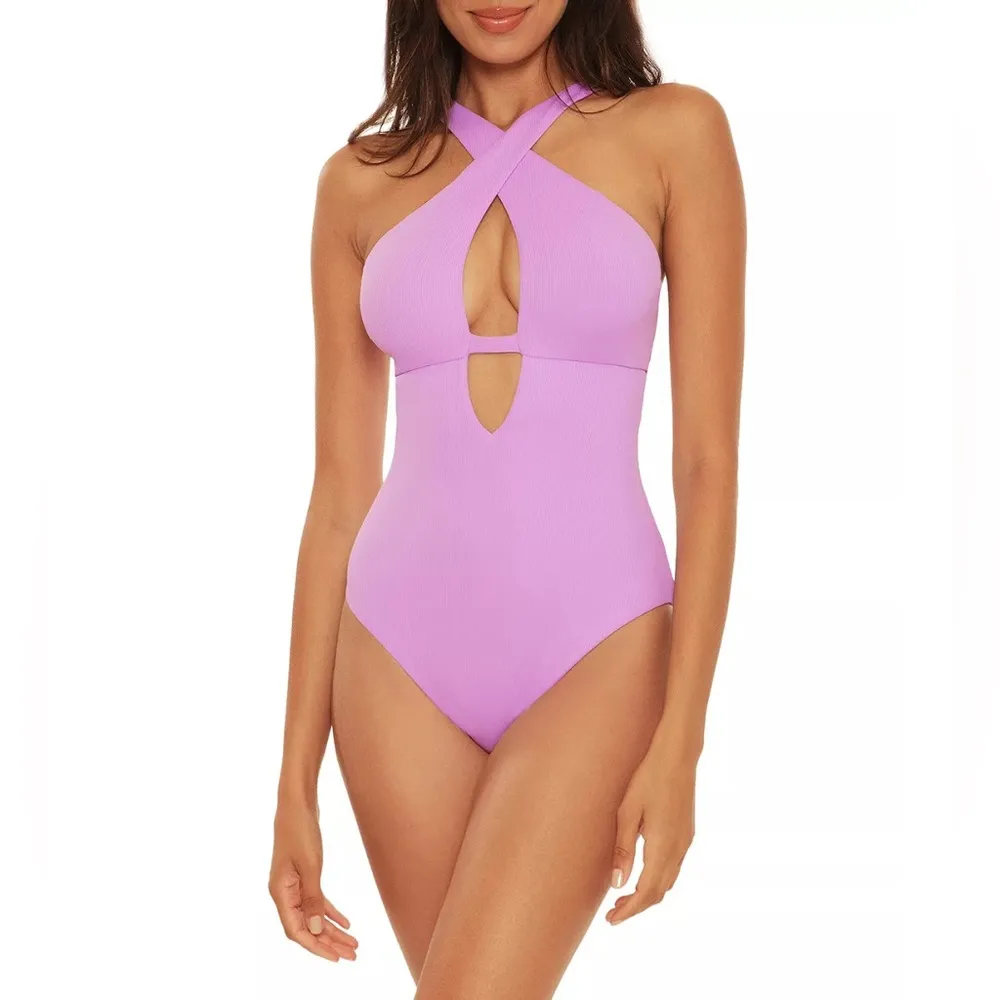 NWT BECCA Fine Line Halter One Piece Swimsuit, Removable Cups Size S Retail $148 - Image 9