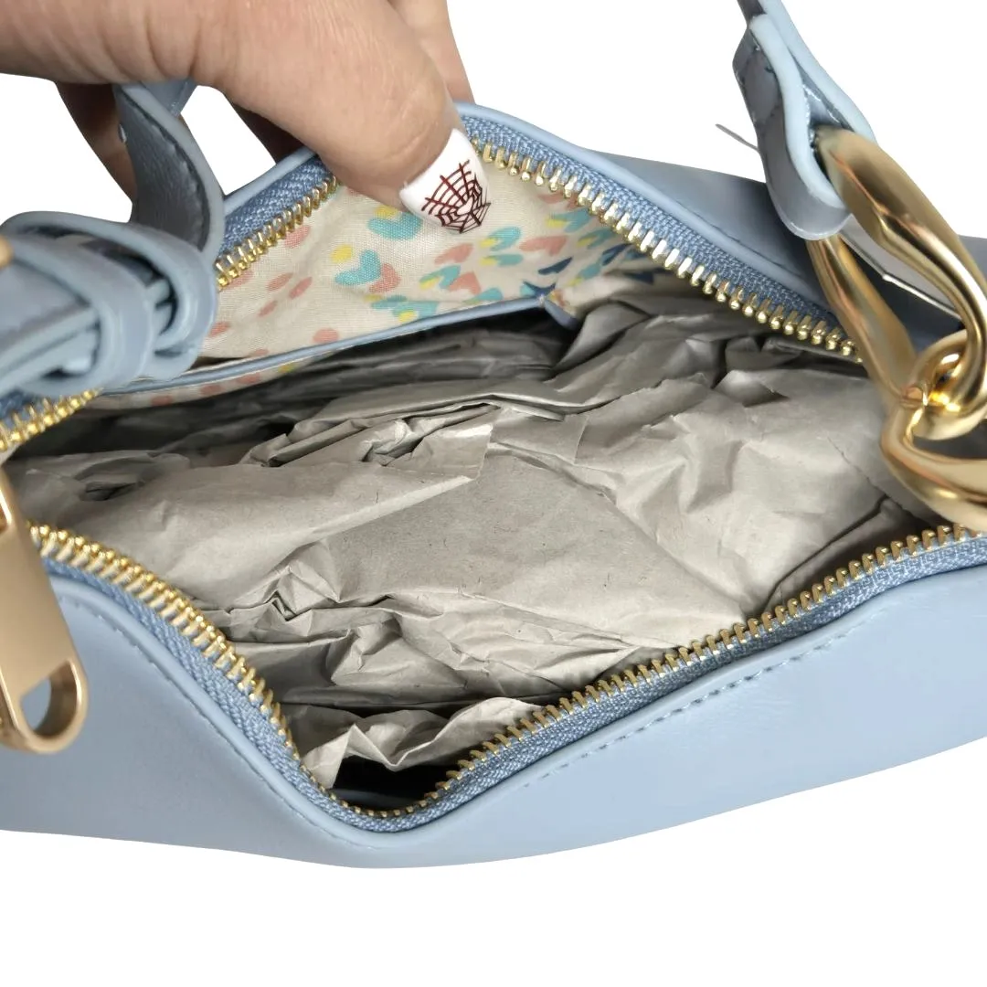 French Connection Moritz Textured Smooth Hobo Bag in Powder Blue NWT - Image 3