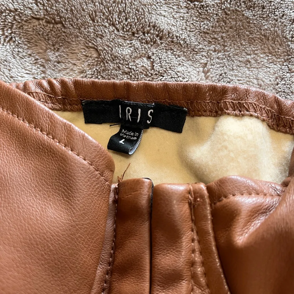 IRIS Vegan Brown Leather Vintage Corset Crop Tank Top  Women’s Sz L EUC - Image 3