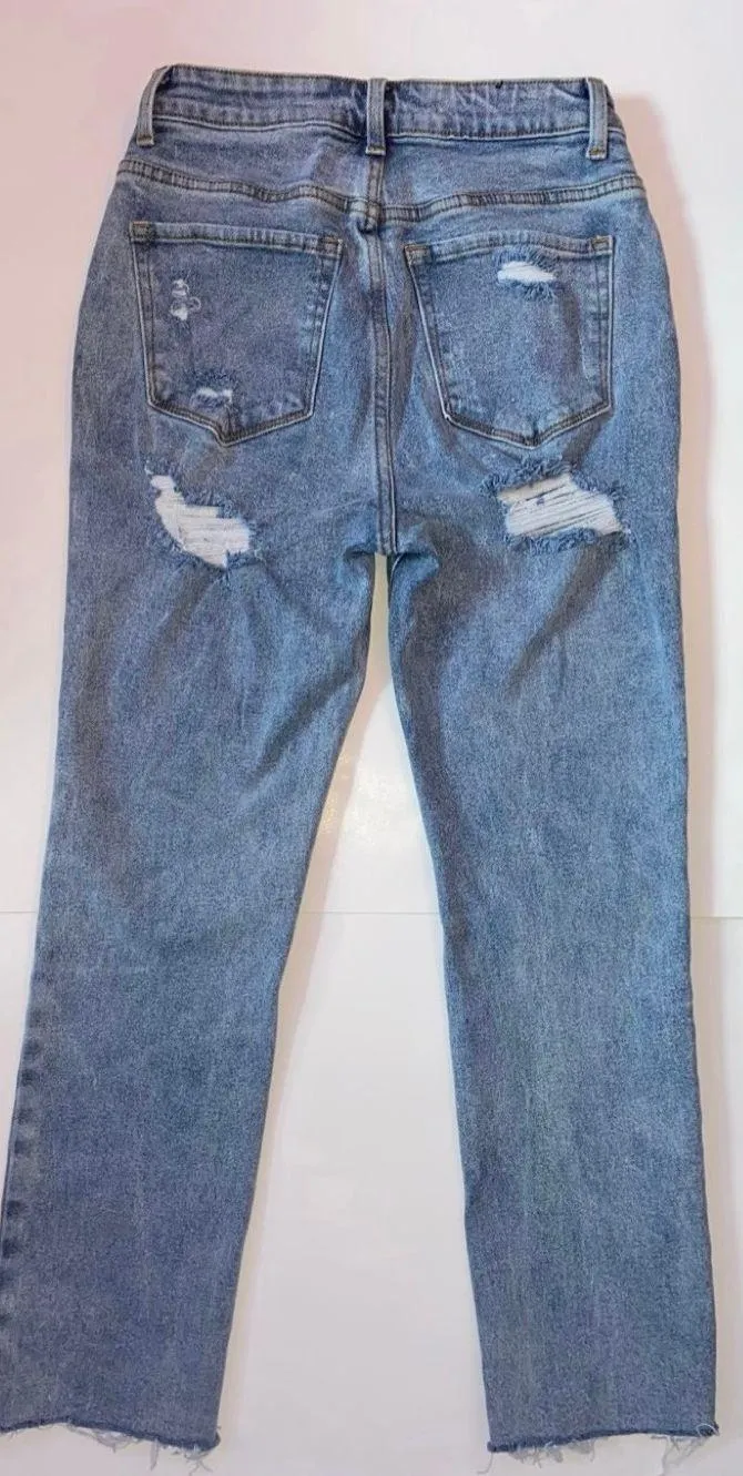Straight Leg Distressed Jeans - Image 4