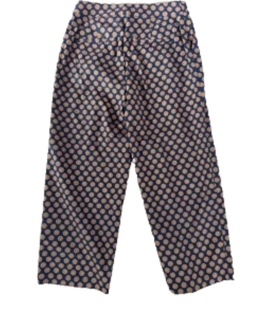 Boden Sunflower Geo Floral Printed Straight Crop Workwear Pants Size 8 Petite Blue - Image 3