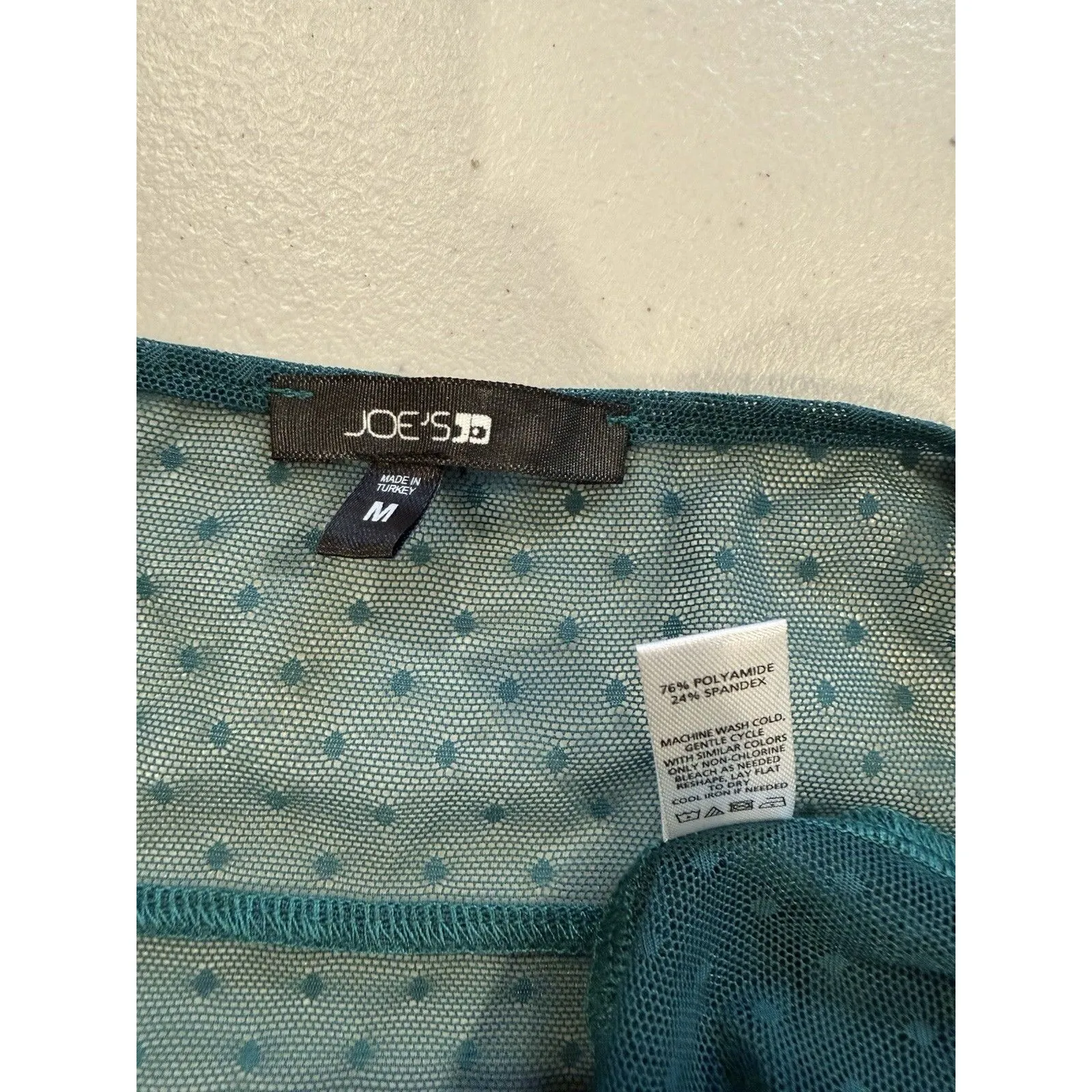 Joe's Lingerie Dress Womens Medium Teal Sheer Polka Dot Festival Chemise Stretch - Image 3