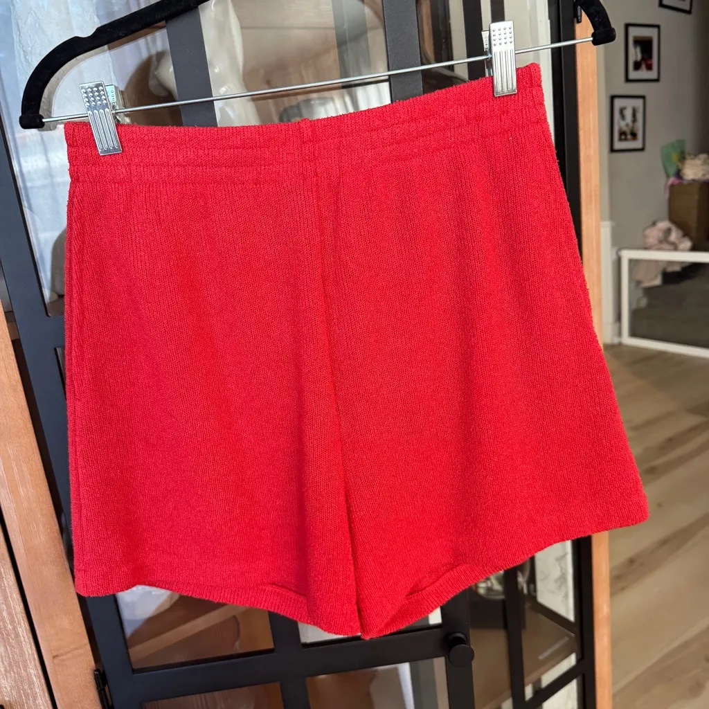 H&M knit set polo top shorts crochet short sleeve coverup beachy tropical - Image 2