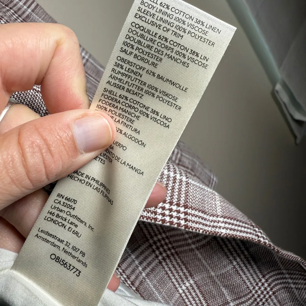 Maeve by Anthropologie Double-Breasted Plaid Blazer, Brown and White, Size 8 - Image 14