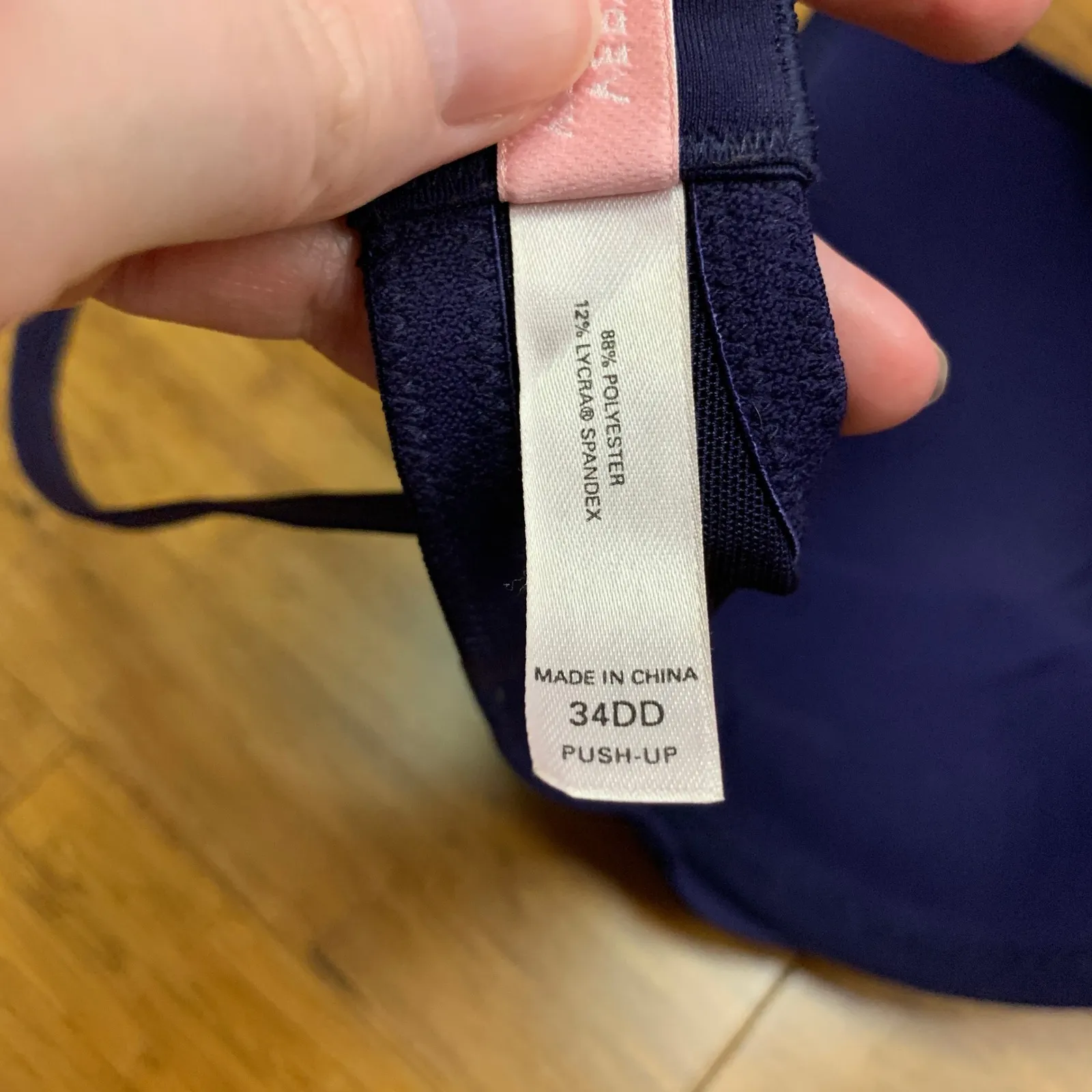 Victoria's Secret Very Sexy Push Up Bra Navy Blue Size 34DD Satin Y2K Underwire - Image 5