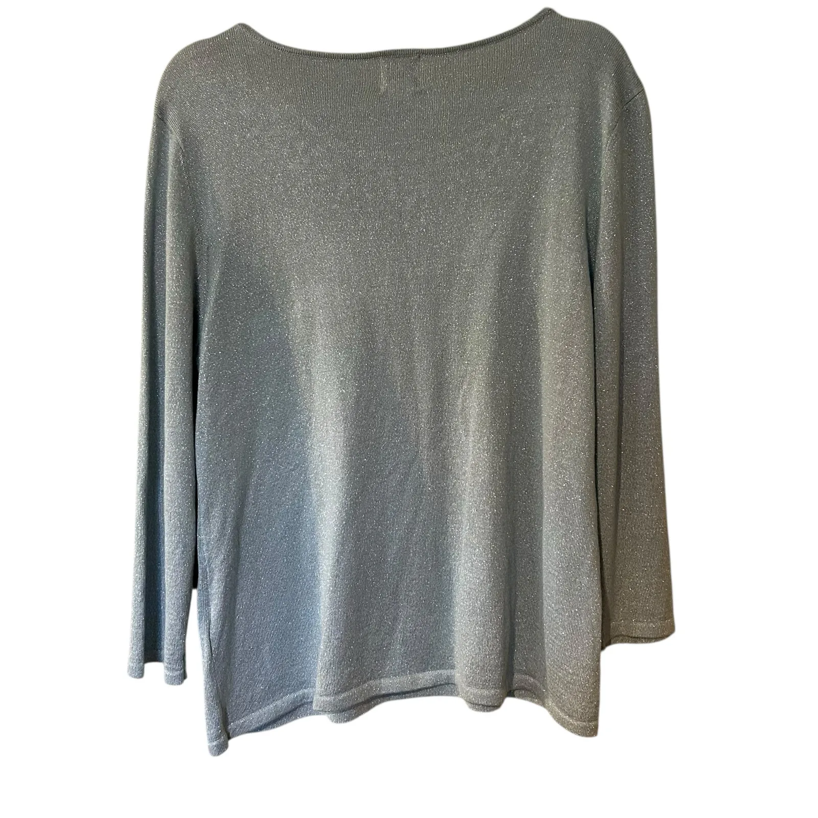 Ruby Rd. Sweater Top NWT Aqua Sparkling Metallic Rhinestones SZ XL Holidays Boho Blue - Image 6