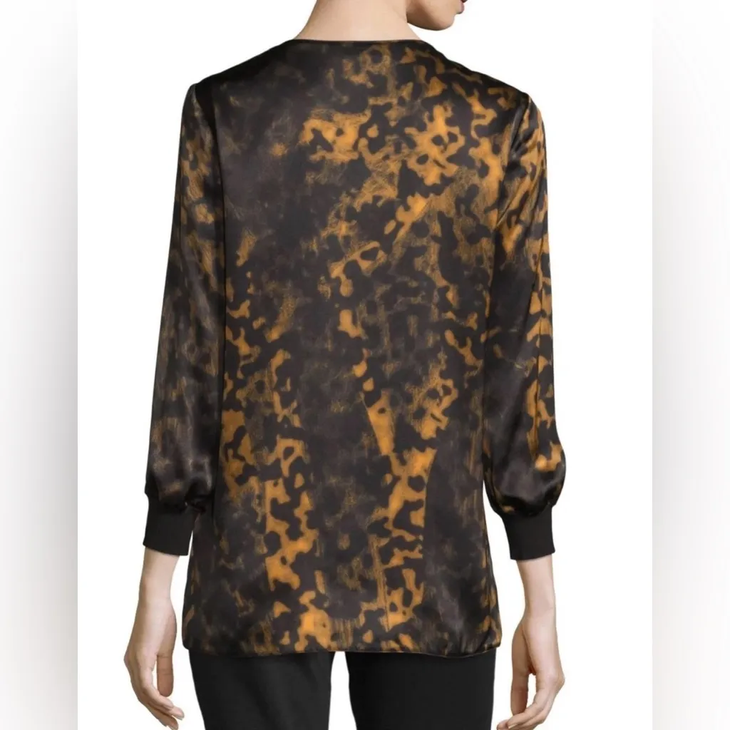 Lafayette 148 New York Leopard Print Kelsey Blouse Black Size M - Image 2